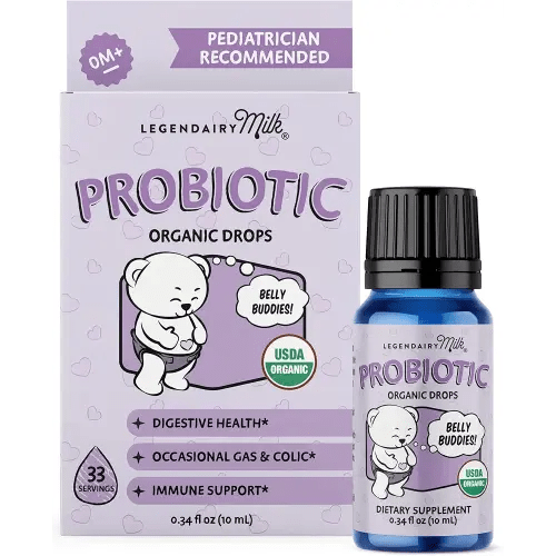 Legendairy Milk Baby Probiotic Drops Organic - Colic and Gas Drops for Newborns & Toddlers - Digestive Support, Constipation Relief - Toddler Probiotic Supports Occasional Diarrhea & Gas, 33 Servings
