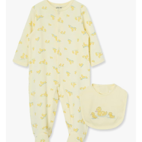 Little Me Clothes for Baby Girls 100% Cotton Scratch Free Tag 2-Piece Zipper Closure Footie and Headband Set, Baby Essentials