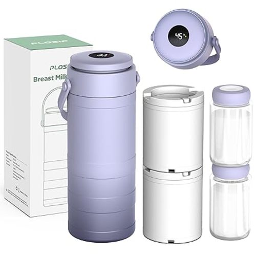 Portable Breast Milk Cooler, 24H 360° Cooling, Digital Temp Display, 22oz Capacity with 2 BPA-Free Bottles, CPC Certified for Outdoor Travel & Commute