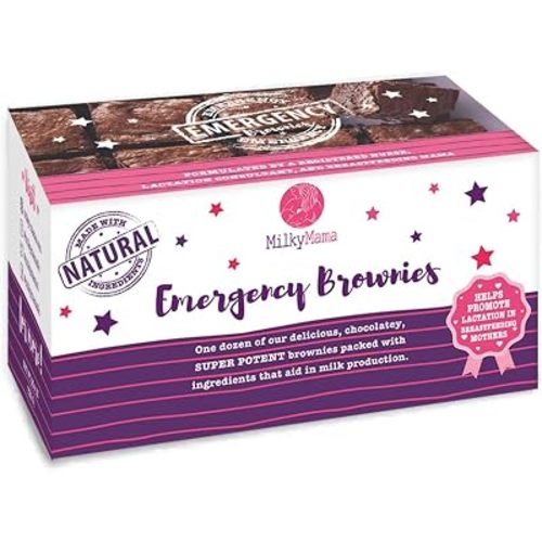 Milky Mama Lactation Brownies for Breastfeeding Moms – Fenugreek-Free, Dairy-Free Milk Supply Support Snack with Brewers Yeast & Flaxseed – Fresh-Baked Chocolate, 12 Individually Wrapped