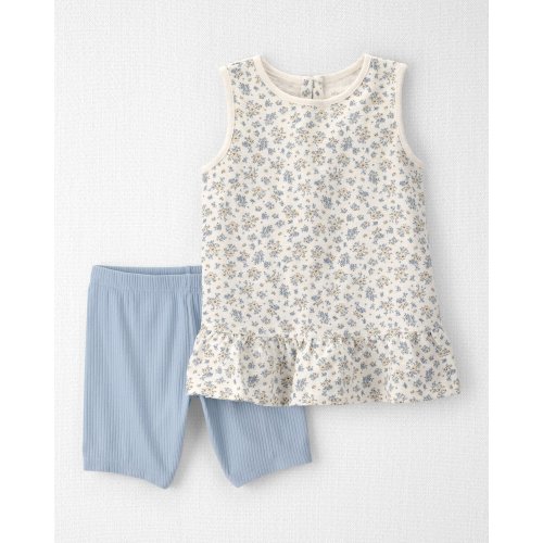 Girls 2-Piece Top & Short Set Made with Organic Cotton in Spring Bloom Print - Little Planet | Carter's