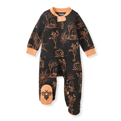 Burt's Bees Baby Boys Sleep and Play Pajamas, 100% Organic Cotton, One-piece PJs, Diagonal Zip Up Loose Fit Footie