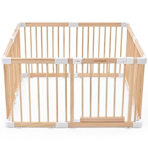 HARPPA Grovi Playpen, GREENGUARD Gold Certified – 43.3 x 43.3 inch | New Zealand Pine Wood