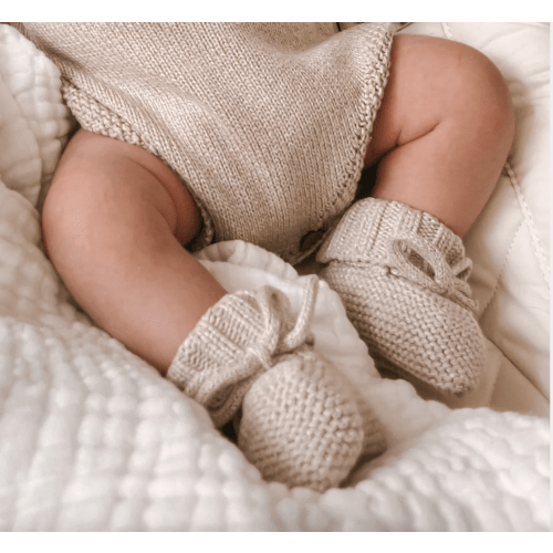 Luna + Luca Organic Booties - Heather Beige