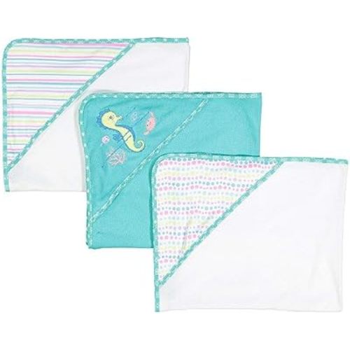 Spasilk Baby 3 Pack Soft Terry Hooded Towel Set for Newborn Boys and Girls