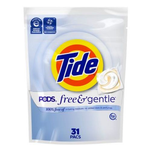 Tide Unscented Free & Gentle HE Deep Cleaning Concentrated Laundry Detergent Pods 31 Pacs 23oz: Hypoallergenic, Sensitive Skin Formula
