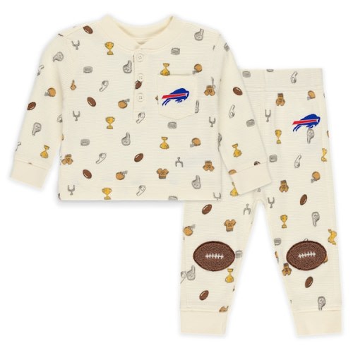 Infant Buffalo Bills WEAR by Erin Andrews Cream Two-Piece Waffle-Knit Sleep Set
