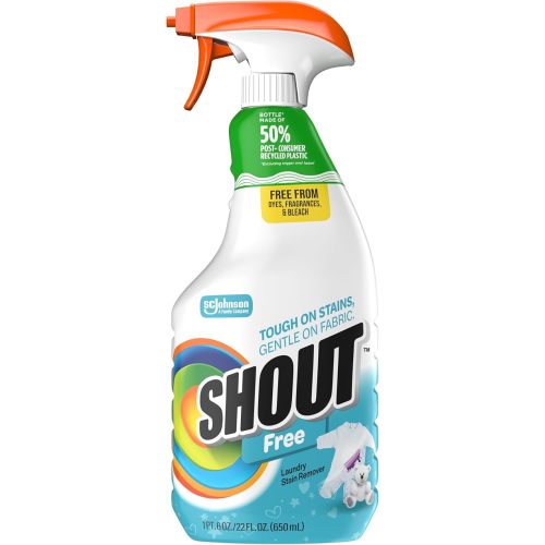 Shout Free Laundry Stain Remover Spray, Active Enzyme Formula is Fragrance, Bleach, and Dye Free