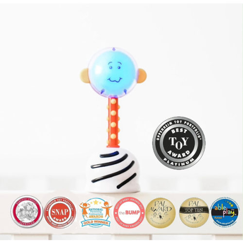 SmartNoggin NogginStik Light-up Developmental Rattle - Color Changing, Textured for Grasping, Mirror & Rattle Sound - Sensory Toy for Babies, Ages 0-12 Months