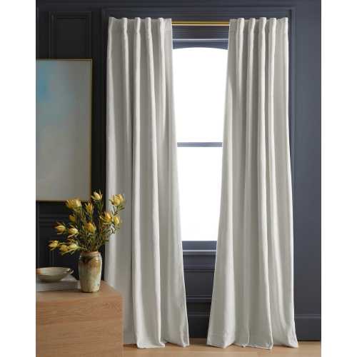Cotton Velvet Room Darkening Curtain in Ivory