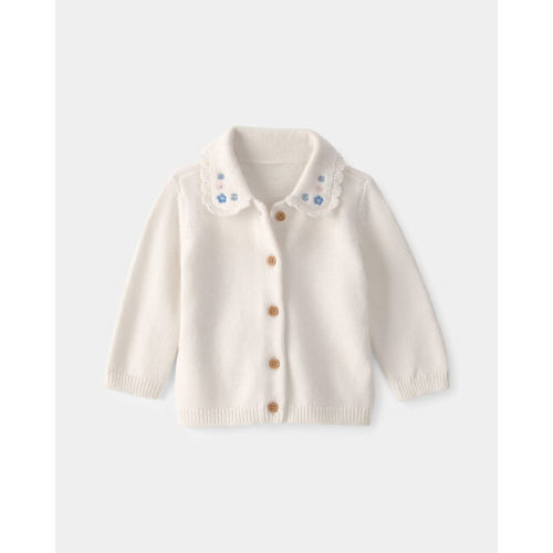 Baby Girl Floral Button-Up Cardigan Sweater - Ivory - OshKosh B'gosh | Carter's