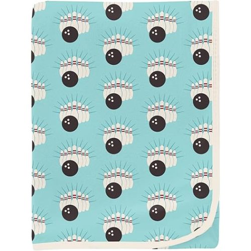 KicKee Print Swaddle Blankets, Silky Soft Baby Blanket, Sized 40” x 29” (Summer Sky Bowling - One Size)