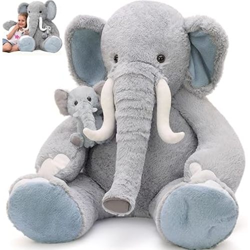 MorisMos Giant Elephant Stuffed Animal with Baby,39" Big Elephant Plush Toy