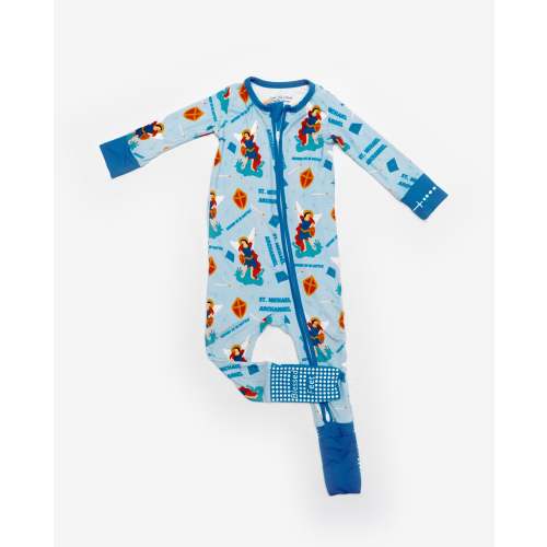 St Michael the Archangel Footie Baby Pajamas | Catholic Infant Pajamas by Under Her Mantle
