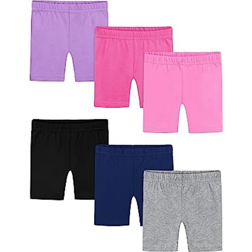 Poroka 6 Pack Baby and Toddler Girls Bike Shorts Cotton Solid Tumbling Biker Short Girls Soft Dancewear Safety Shorts