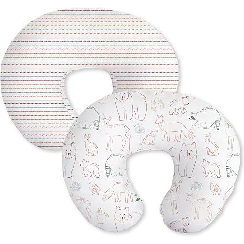 Little Grape Land Nursing Pillow Covers 2 Pack, Soft & Breathable Removable Breastfeeding Pillows Covers for Feeding Pillows, Nursing Pillow Slipcover for Baby Girls Boys, (Fun)