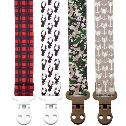 Baby Pacifier Clip Holder - Boy 4 Pack Gift Set – Rustic Woodland Forest Camouglage Deer Arrows Hunting