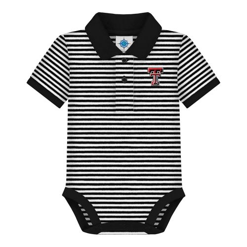 Creative Knitwear College Baby Striped Polo Bodysuit - Team Logo, Multiple Colors, for Boys & Girls (0-12 Months)