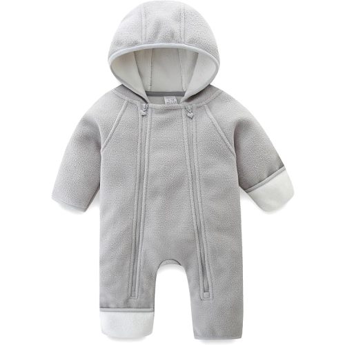 Newborn Baby Fleece Jumpsuit Girls Boys Winter Hooded Coverall Romper Cute Baby Snowsuit Clothes