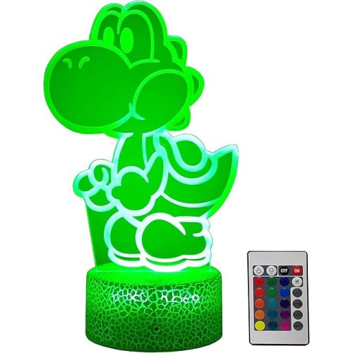 Yoshi Night Light 16 Colors Christmas Lighting Gift RGB Touch Remote Controller Toys 3D Night Light for Children's Room Decoration Holiday Gifts,Birthday Atmosphere Light