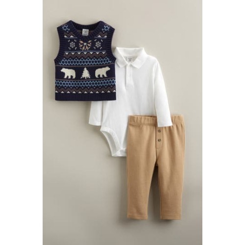 Fair Isle Vest, Bodysuit & Pants Set, 24M