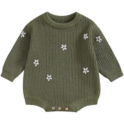 Mubineo Baby Girl Winter Clothes Cute Flower Romper Sweater Jumpsuit Pullover Long Sleeve Knit Newborn Infant Sweaters