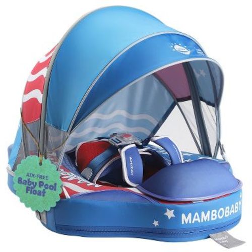 Mambobaby Sunny Navigator Baby Pool Float with Canopy -American Flag Blue