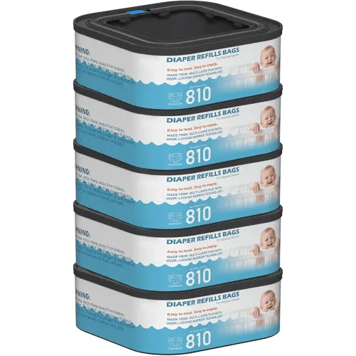 Jumbo Square Refills Disposal Bags Refill Compatible with Diaper Genie Compact and Select Pails (Not Fit Classic Version Pails), Hold Up to 810 Newborn-Sized Diapers Per Refill, Pack of 5