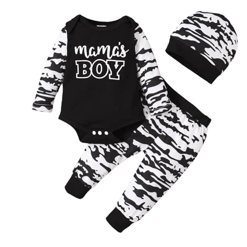 Aoswep Baby Boy Clothes Newborn Infant Baby Clothes Romper + Pants + Hat 3PCS Outfits Set