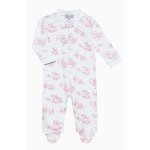 Pink Toile Zipper Footie