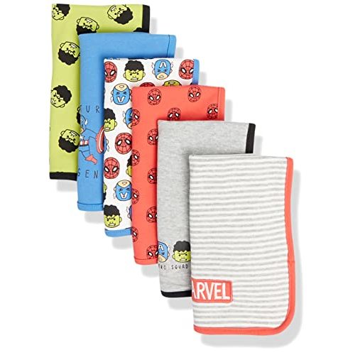Amazon Essentials Disney | Marvel | Star Wars Baby Boys' Burp Cloths, Pack of 6