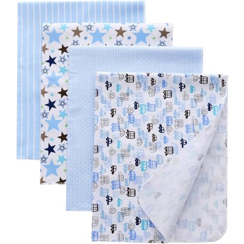 Gina Era Flannel Receiving Blankets, Baby Swaddle Blankets 100% Cotton 4 Pcs One Size 30 X 30 Inch for Baby Boy or Baby Girl (Style7)