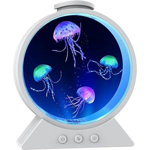 Jellyfish Lamp, 7-Color Changing Jellyfish Aquarium Light for Relax, Mood Lamp for Home, Office & Bedroom Decor, Gifts for Kids Teens Girls Boys Adults (White)