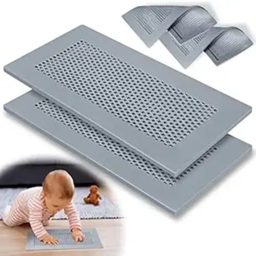 Orzbow Baby Proofing Soft Silicone Vent Cover for Home Wall/Ceiling/Floor Register,Child Proof Floor Air Vent Deflector Cover,Catches Debris Hair & Prevents Creepy Crawlies,Easy Install, Grey,2 Pack