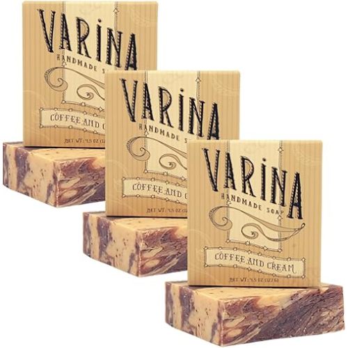 Natural Coffee Cream Bar Soap - Gentle Cleansing for Sensitive Skin, Earthy Scents - 3 Pack