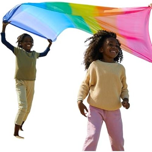 Sarah's Silks Giant Playsilk | 100% Silk Toy for Toddlers | Bright Colored Large Scarves for Fort Building and Pretend Play - Rainbow