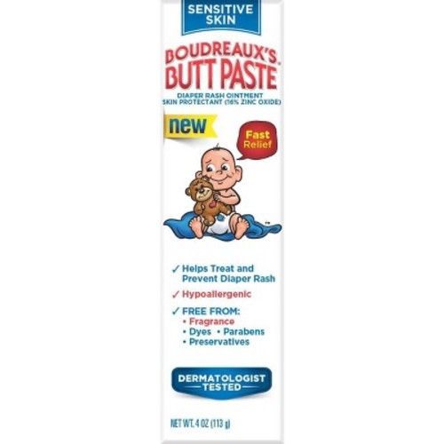 Boudreaux's Butt Paste Sensitive Skin Diaper Rash Ointment Tube - 4oz