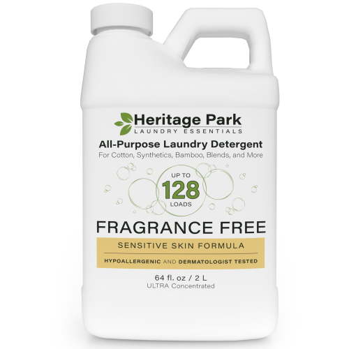 Heritage Park Fragrance Free All-Purpose Luxury Laundry Detergent - Hypoallergenic, pH Neutral - Sensitive Skin Formula - 64 fl oz