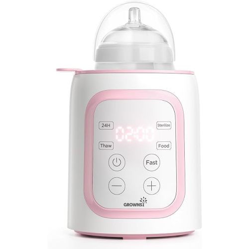 Grownsy 8-in-1 OG Fast Bottle Warmer with Timer, Pink