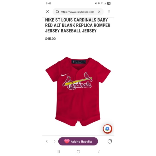 St Louis Cardinals Nike Baby Red Alt Blank Replica Romper Baseball Jersey - 133413862