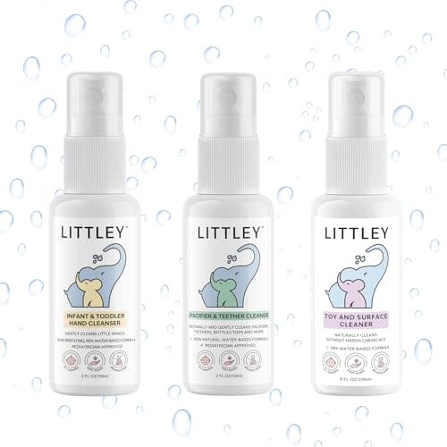 Think Smarter Products Littley Baby-Safe Cleaning Trio, Hand, Pacifier & Toy Cleaners, Non-Toxic & Travel-Friendly, 2oz 3-Pack