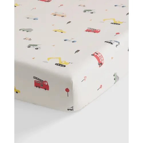 Organic Cotton Pattern Crib Sheet in Vehicles