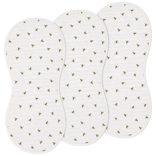 3 Pcs Changing Pad Liners Fits in Peanut Shaped Changing Pad Waterproof Diaper Mats Organic Cotton Mats are Warm on Baby's Back, Washable Reusable (Bee,Cream Color)