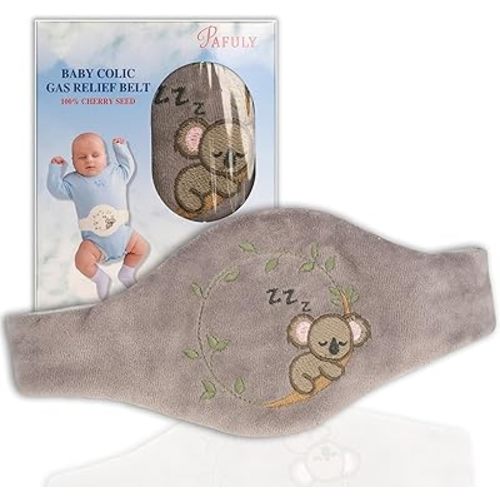 Baby Colic Gas and Upset Stomach Relief for Newborns-100% Cherry Seed-Heated Tummy Wrap-Colic Baby Swaddling Belt for Natural Relief–Soothing and Calming (Gray)
