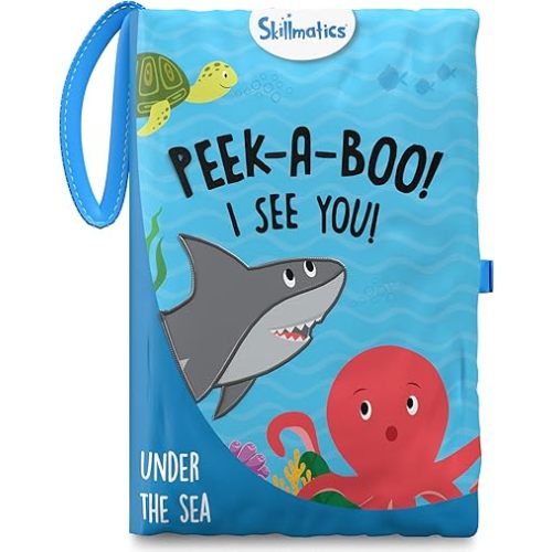 Skillmatics Peek-A-Boo Underwater Animal Book - Soft Cloth Book for Baby, Crinkle Pages for Sensory Play, Toddler Toys, Gifts for Ages 6 Months and Up