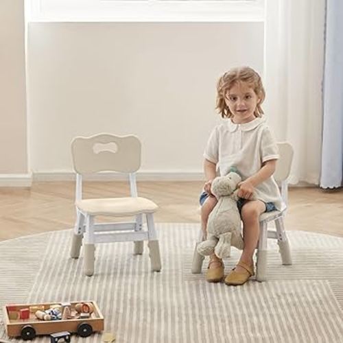 Adjustable Toddler 2 Chairs Set, 3 Level Adjustable Children’s Chair for Age2-8, Durable and Lightweight, Maximum Load-Bearing 180LBS, Plastic Kids Chairs for Classroom/Daycare/Home