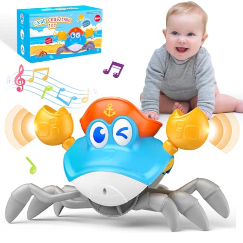 Yeriayha Crawling Crab Baby Toy: Infant Tummy Time Baby Toys with Music, Interactive Sensory Infant Walking Dancing Crab Toys for 6-12 12-18 36 Months Toddler Toys Birthday Gift