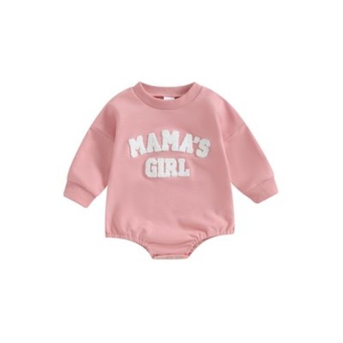 vera natura Baby Girls Romper, Long Sleeve Crew Neck Embroidery Letters Bodysuit Clothes for Casual Daily