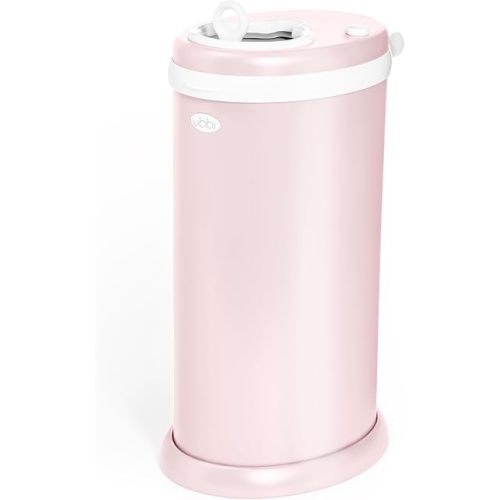 Ubbi Stainless Steel Diaper Pail, No Special Bags, Odor-Locking, Blush Pink
