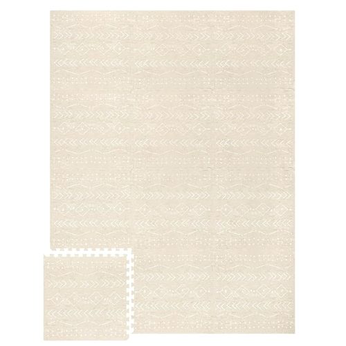 Lillefolk Baby Play Mat for Floor – 6x8ft Beige | Soft Non Toxic Premium EVA Foam Tiles for Tummy Time, Crawling & Playroom – Waterproof Interlocking Floor Mat for Babies & Toddlers (12 Tiles)